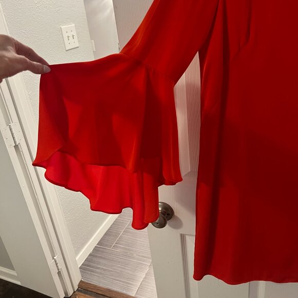 Milly Cocktail Dress - Size 4 - Red, Short, Ruffle Sleeves - Picture 3 of 6